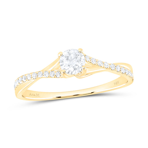 14K Round Diamond Twist Band Ring