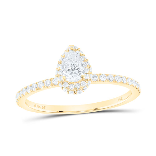 14K Pear Cut Diamond Solitaire Ring