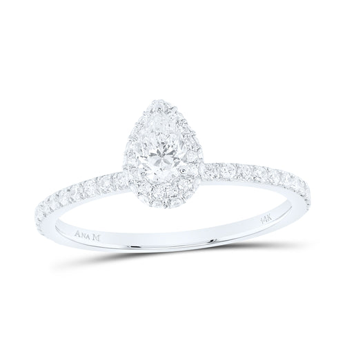 14K Pear Cut Diamond Solitaire Ring