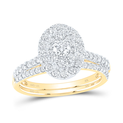 10K Round Double Halo Diamond Bridal Set