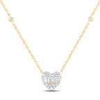 10K Diamond Baguette Heart Cluster Necklace