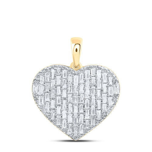 10K Diamond Baguette Heart Pendant