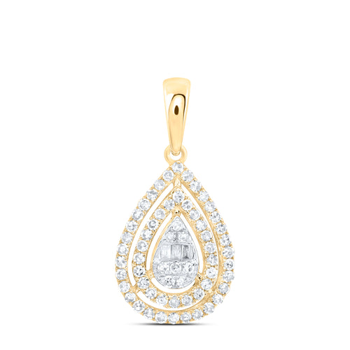 10K Diamond Pear Cluster Pendant
