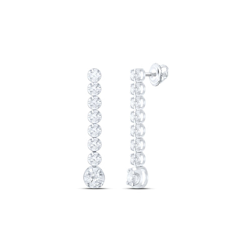 Pendientes colgantes de una hilera de diamantes de 14 quilates