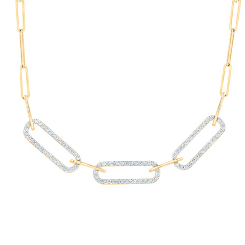 14K Diamond Paperclip Necklace