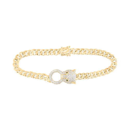 14K Diamond & Natural Emerald Leopard Bracelet