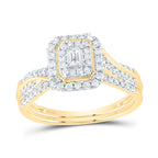10K Emerald Diamond Double Halo Bridal Set