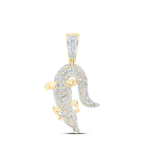 10K Diamond Crocodile Pendant