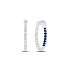 14K Diamond & Natural Blue Sapphire Hoops