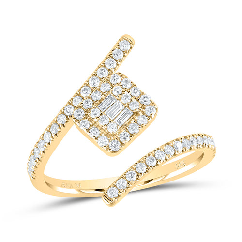 Wrap ring with a square-shaped diamond cluster attached to the left side of the band, creating a unique and elegant design.