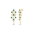 14K Diamond & Natural Emerald Dangle Earrings