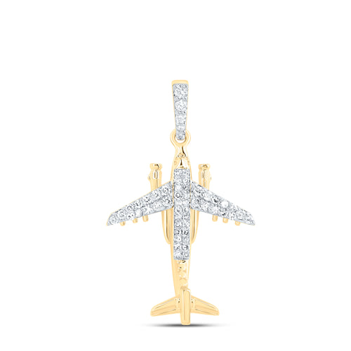 10K Diamond Airplane Pendant