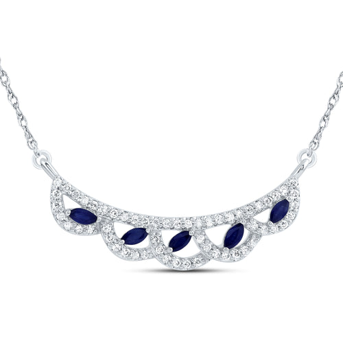 14K Diamond & Natural Blue Sapphire Necklace