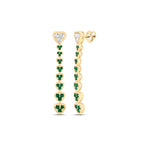 14K Diamond & Natural Emerald Heart Dangle Earrings