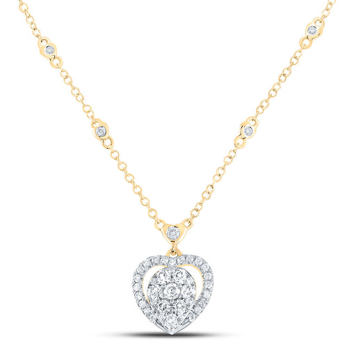 14K Diamond Heart Cluster Necklace
