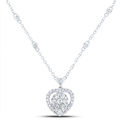 14K Diamond Heart Cluster Necklace