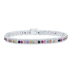 14K Diamond & Natural Multi-Color Sapphire Bracelet