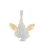 10K Diamond Praying Hands With Wings Pendant