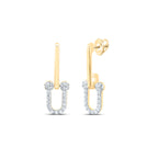 Pendientes colgantes de diamantes con clip de papel de 14 quilates