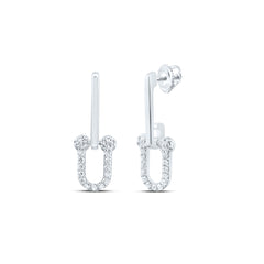 Pendientes colgantes de diamantes con clip de papel de 14 quilates