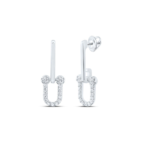 Pendientes colgantes de diamantes con clip de papel de 14 quilates
