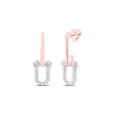 Pendientes colgantes de diamantes con clip de papel de 14 quilates