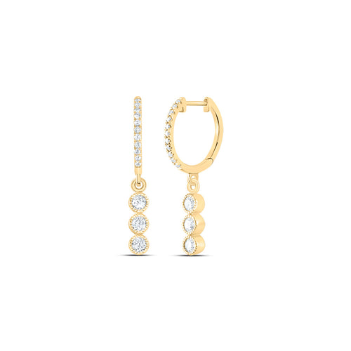 Pendientes colgantes de diamantes redondos de 14 quilates