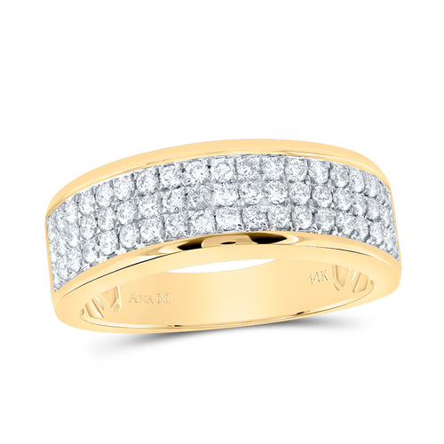 14K 3-Row Diamond Band