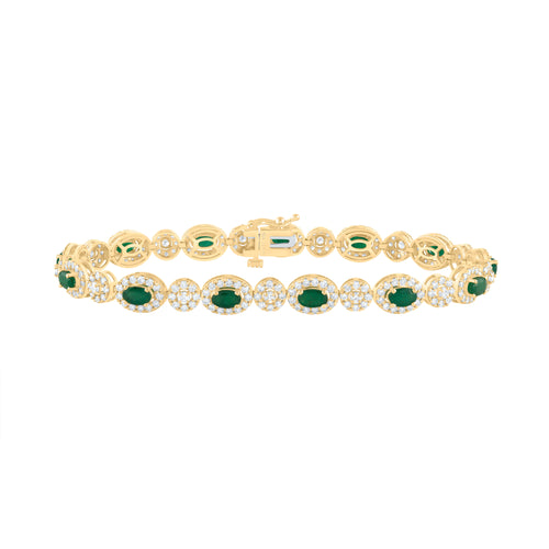 14K Diamond & Emerald Gemstone Bracelet