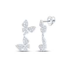 Pendientes colgantes de mariposa con diamantes de 14 quilates
