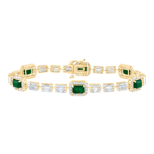 14K Diamond & Natural Emerald Bracelet