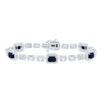 Pulsera de piedras preciosas de zafiro azul natural y diamantes de 14 quilates