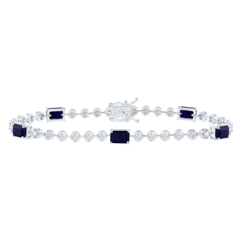 14K Diamond & Natural Blue Sapphire Bracelet