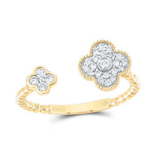 10K Diamond Clover Cuff Ring