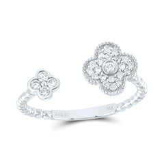10K Diamond Clover Cuff Ring