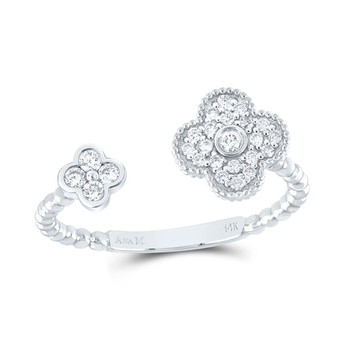 10K Diamond Clover Cuff Ring