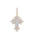 Colgante de cruz con diamantes tricolores de 10 quilates
