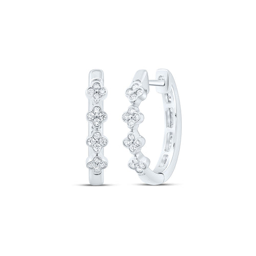 10K Diamond Clover Hoops