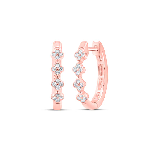 10K Diamond Clover Hoops