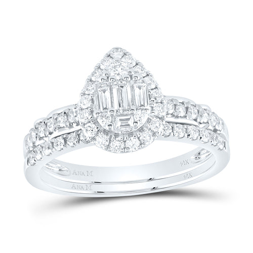 14K Pear Shaped Diamond Cluster Bridal Set