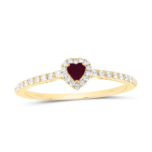 14K Diamond & Natural Ruby Heart Ring