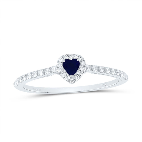14K Diamond & Natural Blue Sapphire Ring