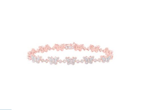 10K Diamond Clover & Butterfly Bracelet