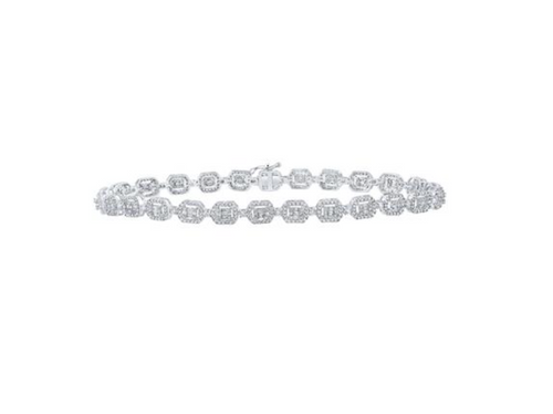 10K Baguette Diamond Link Bracelet