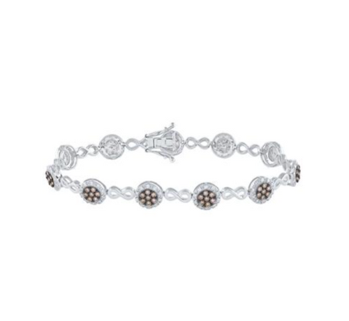 10K Chocolate Diamond Flower Bracelet