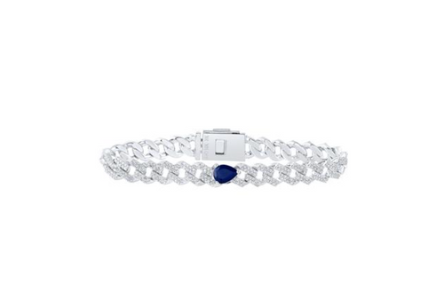 10K Diamond & Natural Blue Sapphire Bracelet