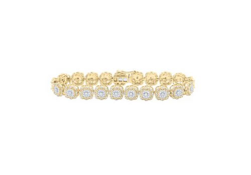 Pulsera de eslabones con diamantes redondos de 10 quilates