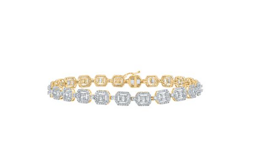 10K Baguette Square Link Bracelet