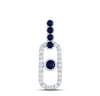 14K Diamond & Natural Blue Sapphire Paperclip Pendant