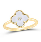 10K Diamond White Clover Ring